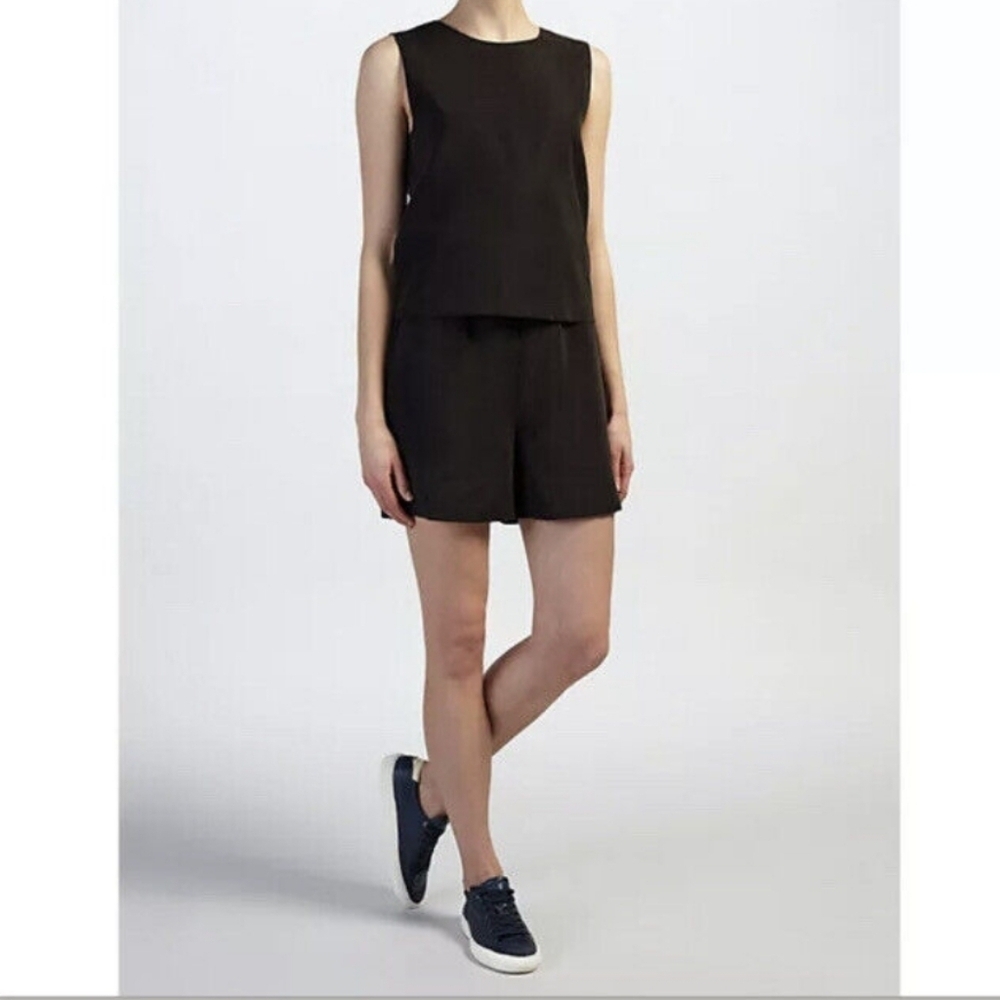 Selected Femme Covina Style Layered Elastic Waist Playsuit Charcoal 34 Small
